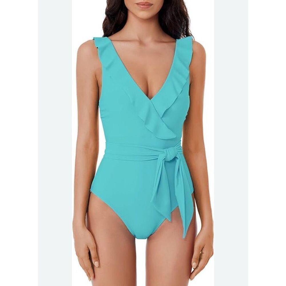 BCA by Rebecca Virtue Women's Tie Waist One Piece Swimsuit Size Large